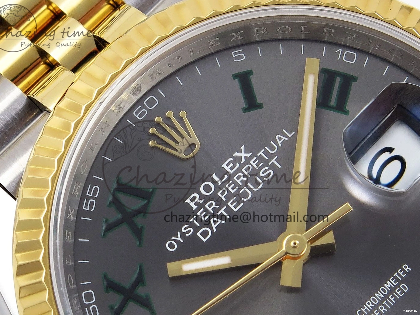 Bracelet Marker SS DateJust VSF VS3235 36 YG Roman 904L 126233 Edition 1:1 Steel Best Green Jubilee Gray on Dial 0211